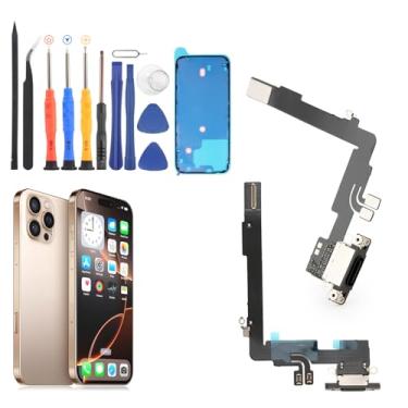 Imagem de Conector Dock para iPhone 16 Pro Max porta de carregamento cabo flexível de substituição para iPhone 16 Pro Max A3296 A3084 A3295 A3297 carregador USB Dock Board conector com ferramentas (preto)