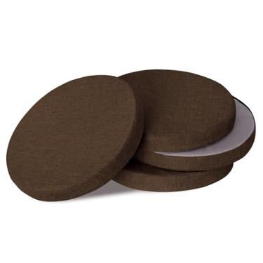 Imagem de OVOV Almofadas redondas para cadeiras de jantar, pacote com 4 almofadas de assento extra grossas, almofadas circulares com capa removível e fundo antiderrapante café (40,6 x 40,6 cm)