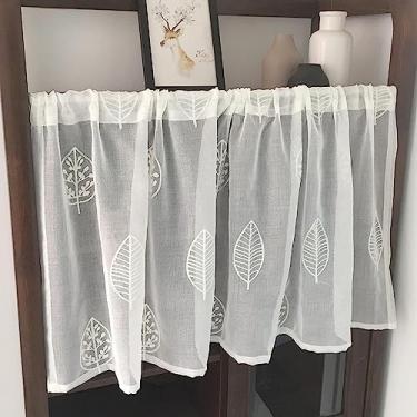 Imagem de Cortina de cozinha cortinas transparentes de renda de filtragem de luz, cortina curta de janela de tecido transparente leve, para restaurante, sala de jantar, quarto de bebé, meia cortina vintage