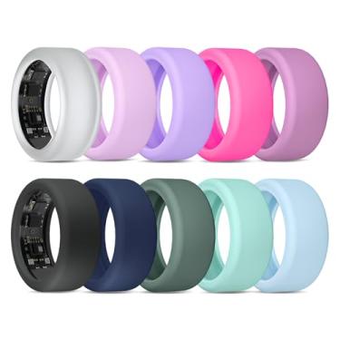 Imagem de Compatível com UltraHuman Ring AIR Cover - Protetor de anel de silicone elástico para malhar (pacote com 10-2, M para 11-14)