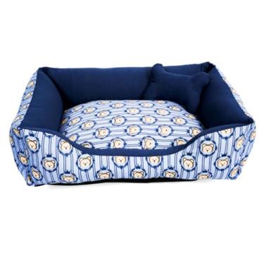 Imagem de Cama para Pet em Formato de Ninho - Conforto Seguro, Fundo Impermeável e Design Aconchegante para Cachorros e Gatos (Ted Azul)