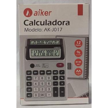 Imagem de Calculadora Eletrônica Aiker AK-J017 com 12 Dígitos e Duplo Visor