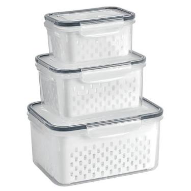 Imagem de Kit 3 Organizadores de Geladeira Potes Herméticos Cozinha Alimentos Co