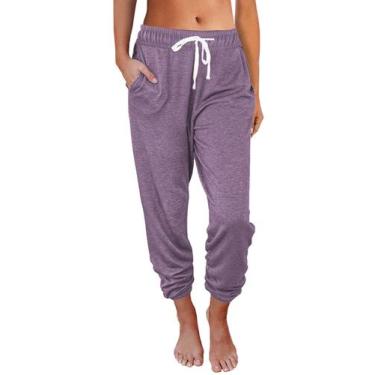 Imagem de Calça de moletom feminina AUTOMET Lounge, pijama, corredores, roxo cla