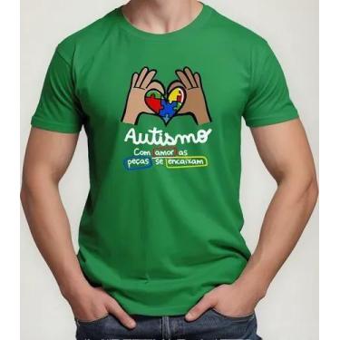 Imagem de Camiseta Camisa Algodão Feminina Masculina Adulto Campanha Abril Azul 