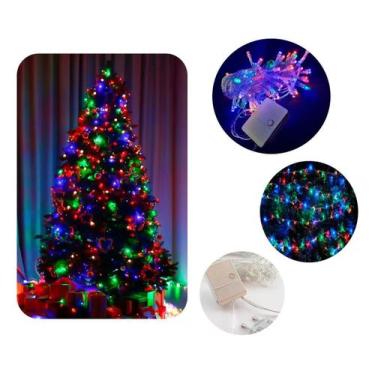 Imagem de Cordão Pisca Pisca Natalino 10m 100 Leds Branco Frio - Luzes Decorativ