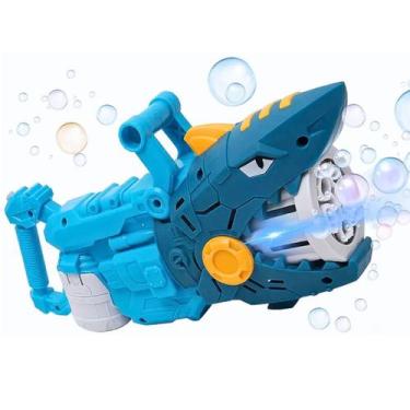 Imagem de Brinquedo Bolinhas de Sabão Tubarão Shark Azul Nerf Maquina Bolhas Chu