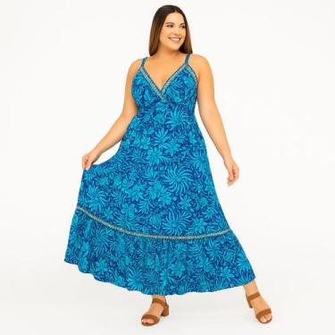 Imagem de Vestido Indiano FMF Étnico com Estampa Exclusiva, Azul, G