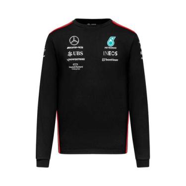 Imagem de Camiseta Mercedes Amg Petronas F1 2023 Manga Longa Oficial, Preto, GG