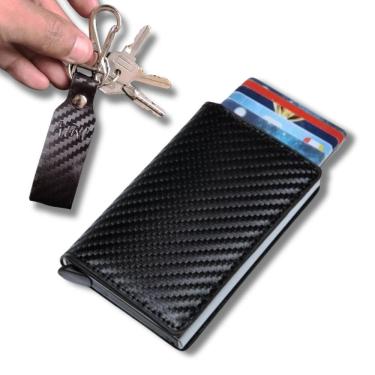 Imagem de Carteira Couro Pu Antifurto Slim Futuro Rfid Porta Cartões