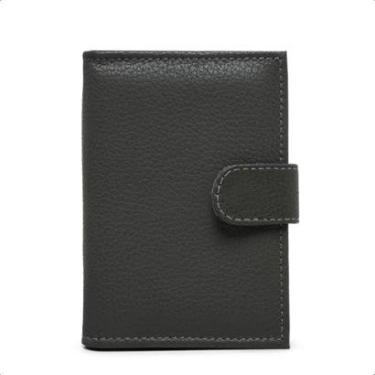 Imagem de Carteira Feminina Em Couro Fechamento Botão de Pressão Porta Cartão Cédulas Cabe CNH RG Clássica-Feminino