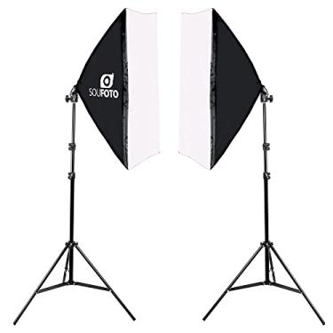 Imagem de SOU FOTO Kit Softbox Duplo Profissional Iluminação Luz Continua para Fotografia e Video | 2x Softbox 50x70cm e 2x Tripés 2 metros | Modelo Duo