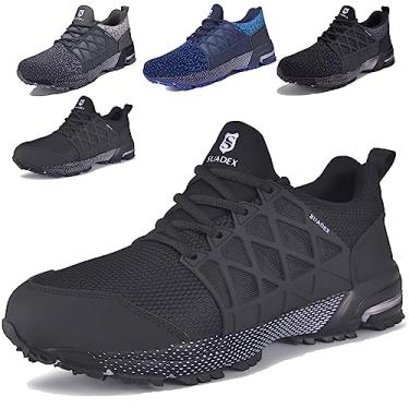 Imagem de SUADEX Sapatos de aço indestrutíveis, masculinos, femininos, leves, para trabalho, sapatos de segurança confortáveis, Preto puro, 11 Women/9.5 Men