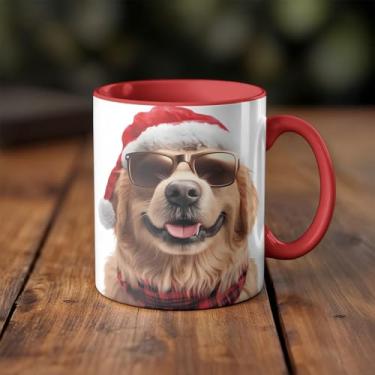 Imagem de Caneca xicara animais Natal cachorro dog óculos 25EI (branco)