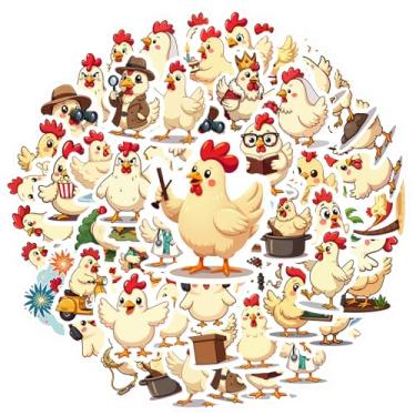 Imagem de 50 peças adesivos de galinha fofo animal fazenda professor recompensa adesivos brinquedo feliz PVC adesivo para telefone faça você mesmo, guitarra, notebook, mala, copo, laptop, motocicleta, bagagem