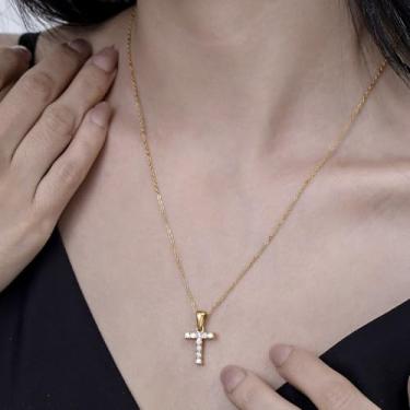 Imagem de Colar com pingente de cristal banhado a ouro 18 K - joia com monograma de strass para presentes personalizados e uso diário, F, Aço inoxidável, Sem Pedra Preciosa