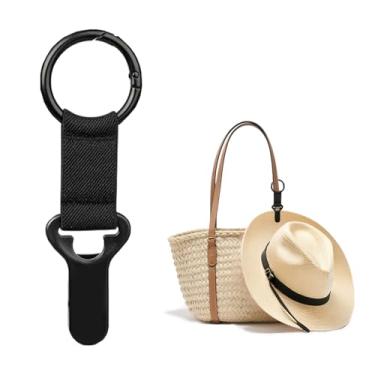 Imagem de 1 clipe de chapéu para bolsas – gancho de suporte de chapéu portátil para mochila, bagagem, bolsa de mão – acessório de viagem antiperda para cruzeiro, férias, praia, Preto