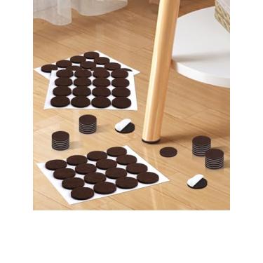 Imagem de Almofadas de feltro para móveis 48 peças, almofadas de móveis para proteger pisos de madeira, protetor de piso anti-arranhões autoadesivo para pernas de móveis de madeira (marrom)