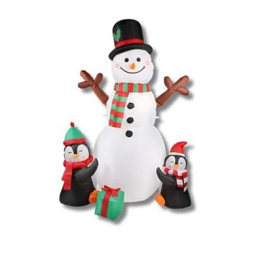 Imagem de Boneco De Neve Inflável Decorativo Natalino Pinguins 1,8M - Trilha Mul