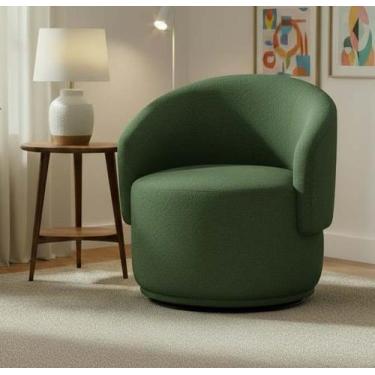 Imagem de Poltrona Decorativa Giratória Sala de Estar Recepção Jasmine Linho - A