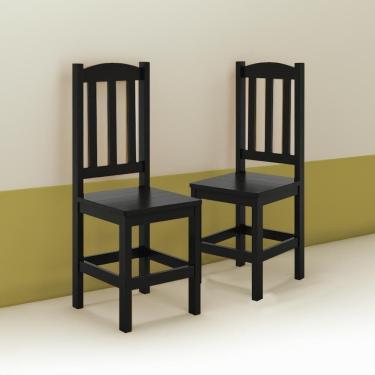 Imagem de Kit 2 Cadeiras Em Madeira Maciça Diamante Preto Sem Estofado