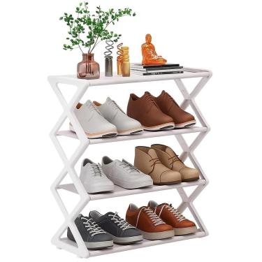 Imagem de Sapateira Estante Organizadora Sapatos Brinquedos Porta Treco 8 Pares Calcados Lavanderia Branca
