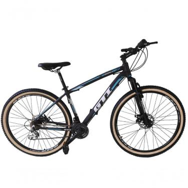Imagem de Bicicleta Aro 29 Gti Roma Alumínio 27v Freio Disco Mecânico Pneu Faixa Bege - Preto-azul Tam.15