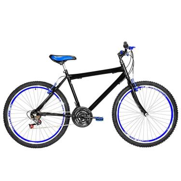 Imagem de Bicicleta Masculina Aro 26 Mtb Aero 18 Marchas Cor Preta E Azul