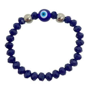 Imagem de Pulseira Olho Grego ul Cristal 8 Mm E Silicone - Lua Mística - 100% Or