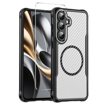 Imagem de Yznoek Capa para Galaxy S25 FE 5G, capa magnética para celular com protetor de tela, capa protetora antiderrapante com absorção de choque para Samsung Galaxy S25 FE 5G 2025 (preto)