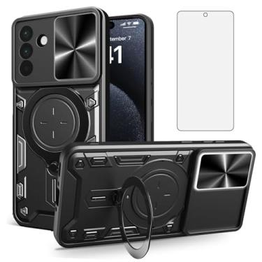 Imagem de Asuwish Capa de telefone para Samsung Galaxy A56 5G capa magnética para câmera deslizante com protetor de tela de vidro temperado e suporte de anel acessórios para celular híbrido fino A 56 56A LTE