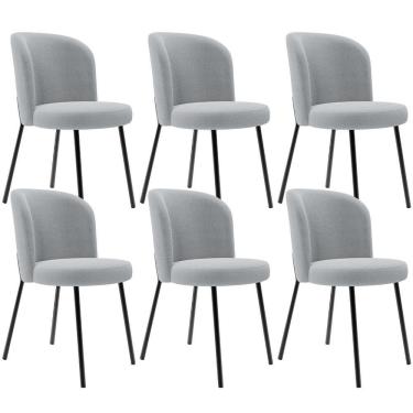 Imagem de Kit 6 Cadeiras Sala De Jantar Estofada Gavi L02 Bouclê Cinza - Lyam Decor