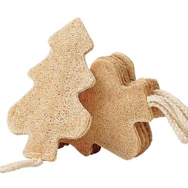 Imagem de Esponja de cozinha de bucha natural para árvore de Natal, esponja de prato de bucha, pacote com 2 almofadas de limpeza ecológicas que não arranham para limpeza de cozinha, biodegradáveis e resistentes
