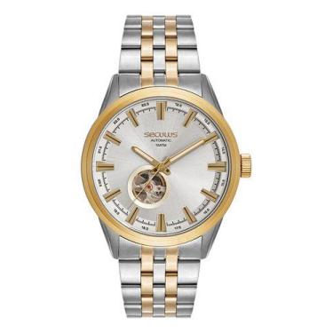 Imagem de Relógio Seculus Automático Open Heart Bicolor 44329gpsvba2 - Prateado 