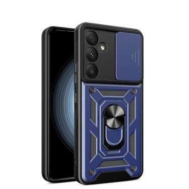 Imagem de RKINC Capa para Samsung Galaxy A35 5G com capa deslizante para câmera e anel giratório com suporte de grau militar à prova de choque com suporte magnético para carro, azul marinho