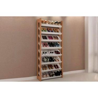 Imagem de Armário Sapateira Quarto Sapateira Az1006 8 Prateleiras Amêndoa/branco - Tecno Mobili