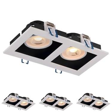 Imagem de Kit 4x Spot Duplo Recuado Branco Com Preto Quadrado LED Integrado 10W Bivolt