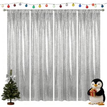 Imagem de ORTHOMTEX Cortina de fundo de lantejoulas champanhe, 4 peças, 5,8 x 2,8 m, cortina de fundo com glitter para festas, Natal, casamento, decoração de festa (4 peças, 2FT x 8FT)