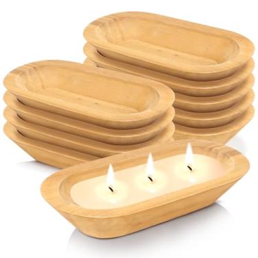 Imagem de Nuogo Pacote com 10 tigelas de massa de madeira a granel tigelas de massa rústicas de 31 cm para casamento, vela faça você mesmo, artesanato doméstico, decoração de suprimentos de frutas de fazenda