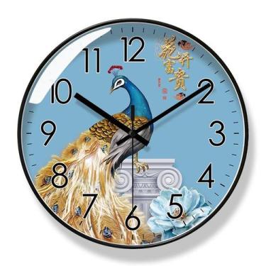 Imagem de Relógio de parede Peacock Silent Non-Ticking Quartz 30cm - yiweisai