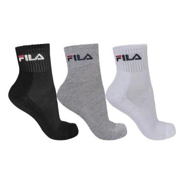 Imagem de Kit c/ 3 Meias Unissex Fila Tripack Cano Médio Preto/branco/cinza, Pre