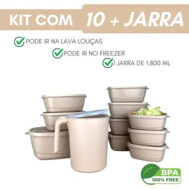Imagem de Conjunto 10 Potes 1 Jarra Marmita Organizador Plasticos Alimento Dia a