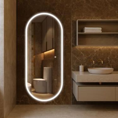 Imagem de Espelho Led Jateado Touch Bivolt Luxo Decoração Sala Cozinha Quarto Ba