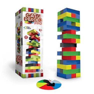 Imagem de Caiu perdeu pro 45 peças roleta jenga colorido jogo infantil - PAIS E 