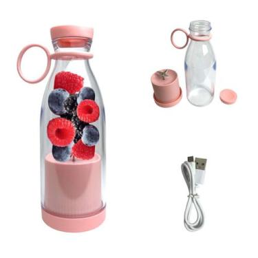 Imagem de Mini Liquidificador Portátil Shake Juice Cup + Cabo Usb - KEITA, Rosa,