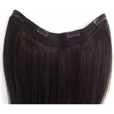 Imagem de Cabelo liso Longa peruca Aplique com Tic Tac Organico - HHW, castanho