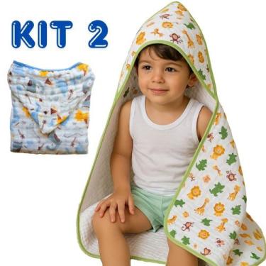 Imagem de Kit 2 Toalha de Banho 100% Algodão Menino M - Teciclean Baby, Toalha S