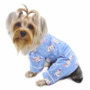 Imagem de Pijama de flanela de floco de neve/macacão/macacão para raças pequenas Klippo Dog/Puppy Snowman e SnowflakeKlippo Large azul