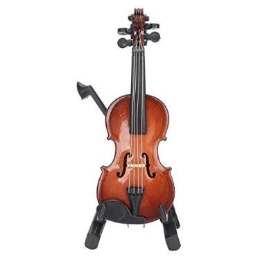 Imagem de RiToEasysports Modelo de Violino Feito à Mão Em Miniatura, Decorações Artesanais Requintadas para Amantes da Música Com Estojo de Suporte, Adequado para Figuras de Ação e Bonecas