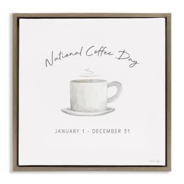 Imagem de Stupell Industries Arte de parede em tela flutuante com moldura preta Everyday National Coffee Day, design de Cindy Jacobs, 18 x 18